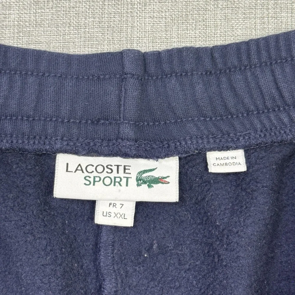 Lacoste Sport‎ Fleece Shorts Mens 2XL Blue Athletic Drawstring Pockets 7 Inseam